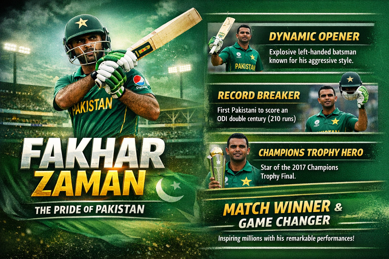 Fakhar Zaman: Pakistan’s Explosive Cricket Star — Career, Records & Legacy