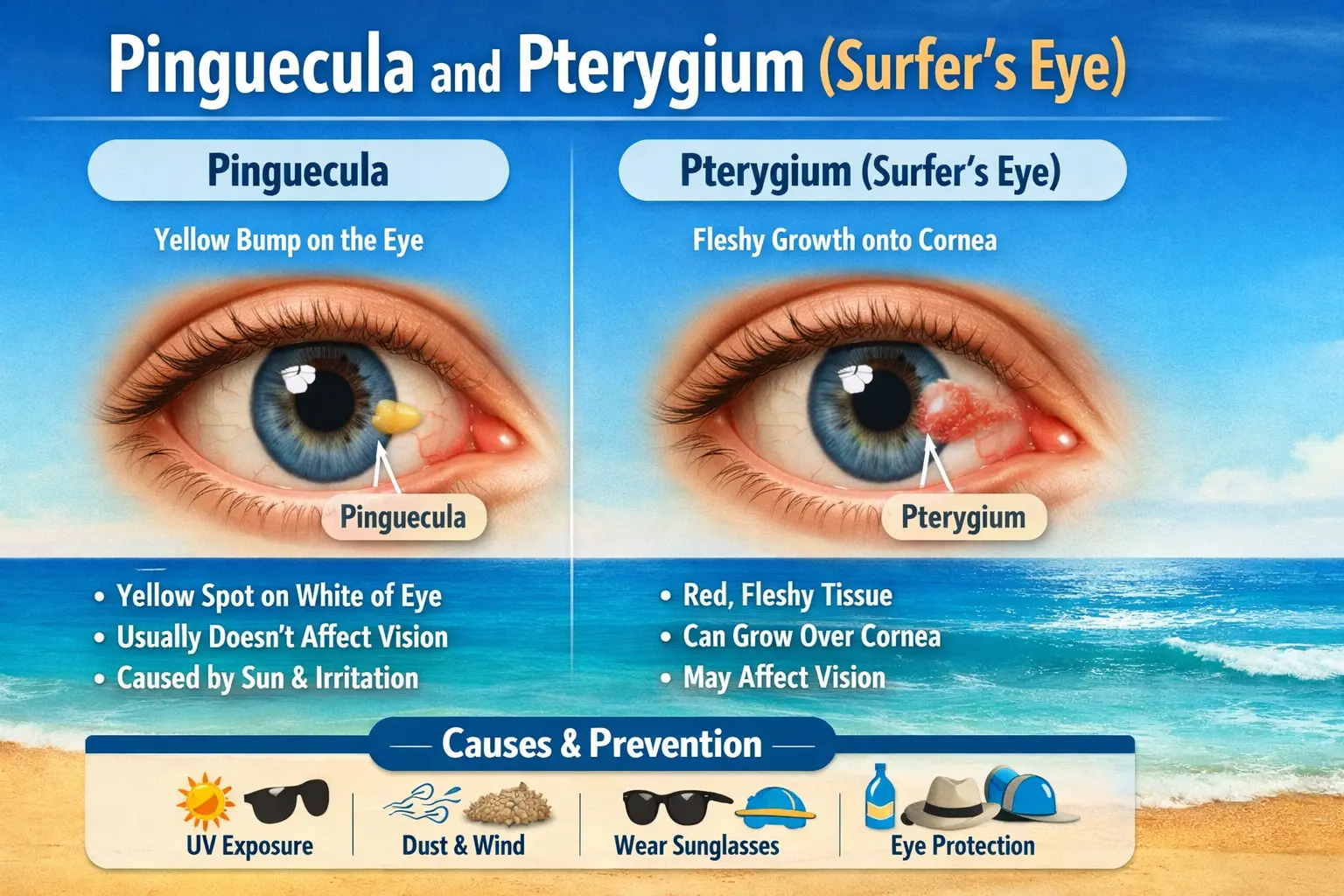 What Is a Pinguecula and a Pterygium (Surfer’s Eye)?