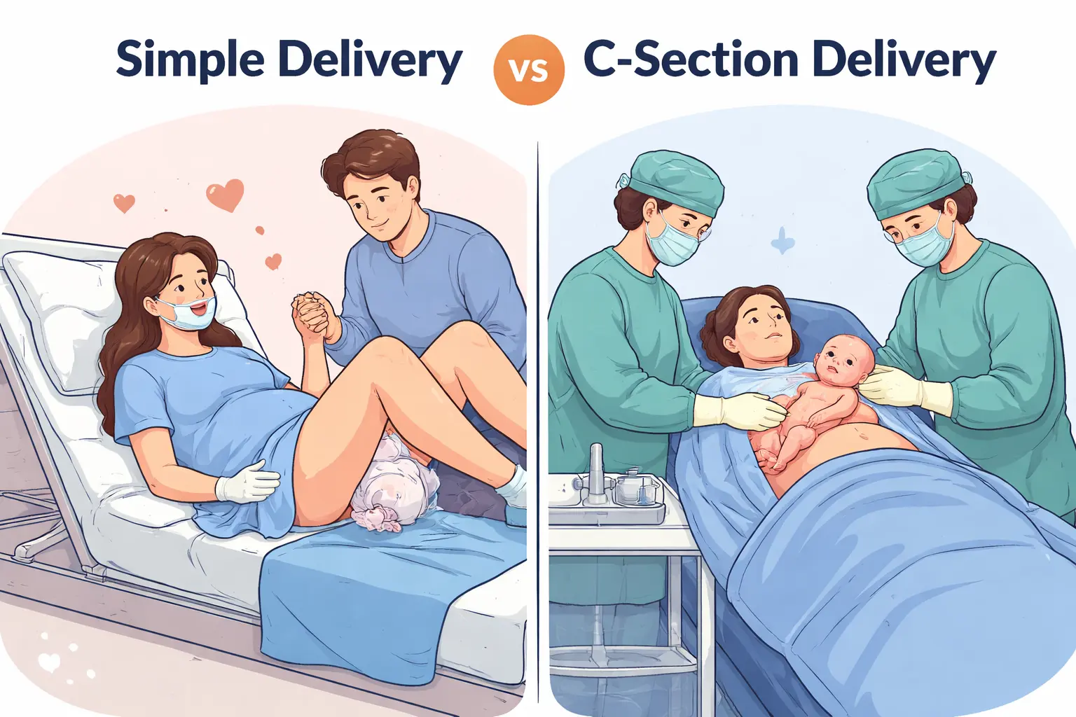Simple Delivery vs C-Section Delivery: Benefits, Causes, Risks, and Recovery Guide